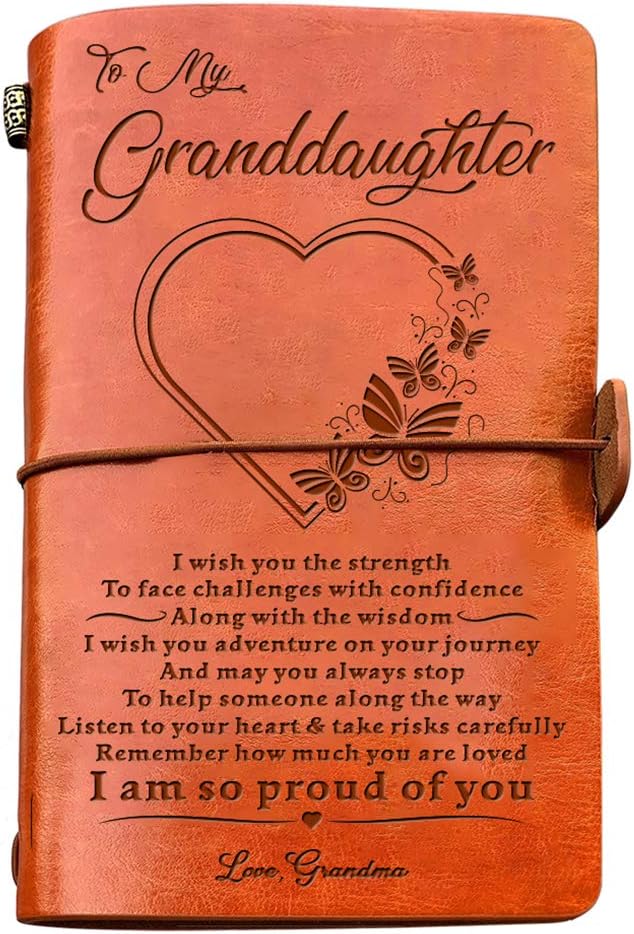 Granddaughter Leather Journal - Proud of You Gift Notebook