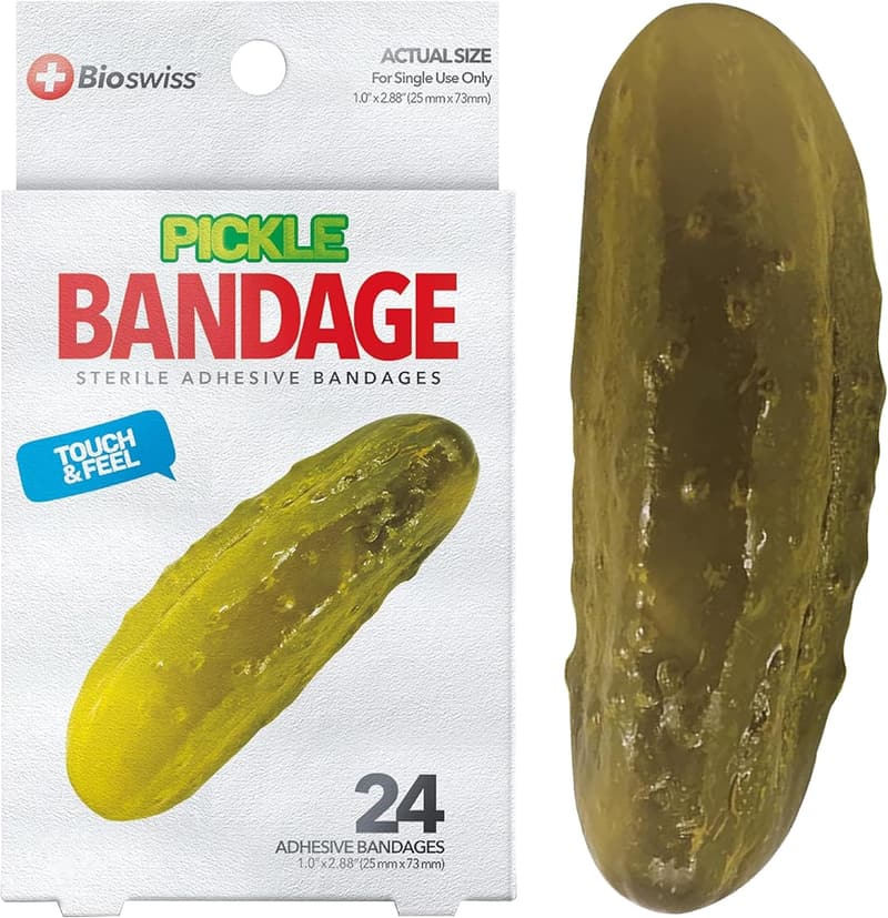 Fun Pickle-Shaped Bandages, Latex-Free Wound Care, 24 Count