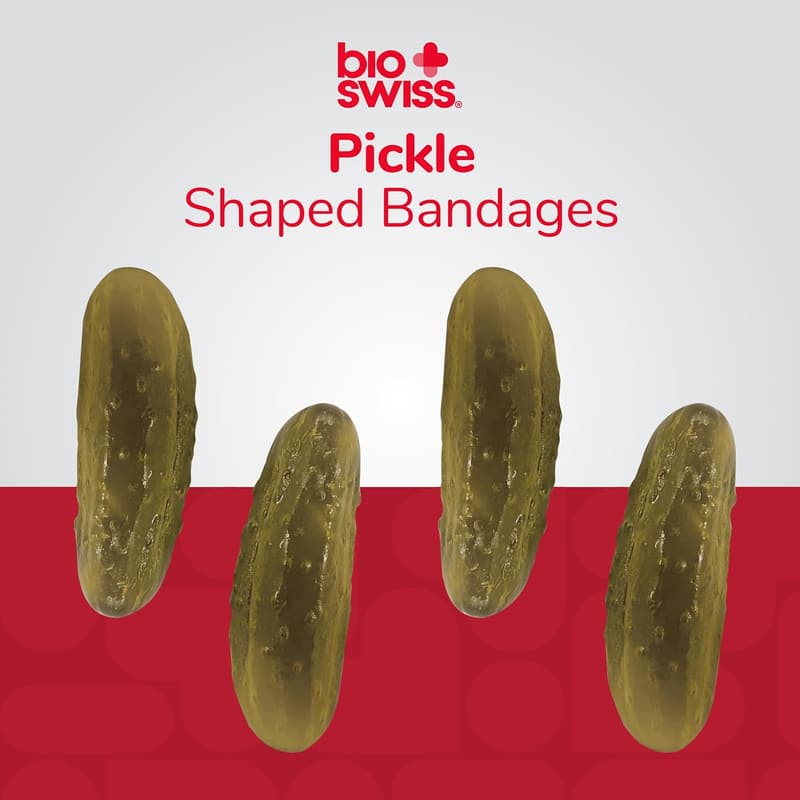 Fun Pickle-Shaped Bandages, Latex-Free Wound Care, 24 Count