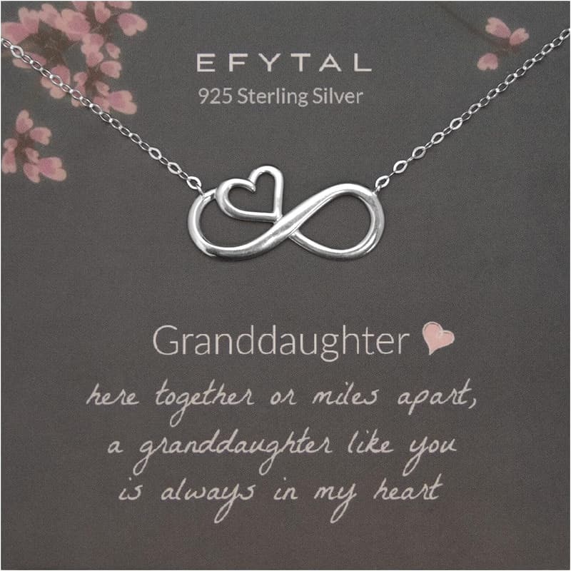 Sterling Silver Infinity Necklace for Granddaughter Gift
