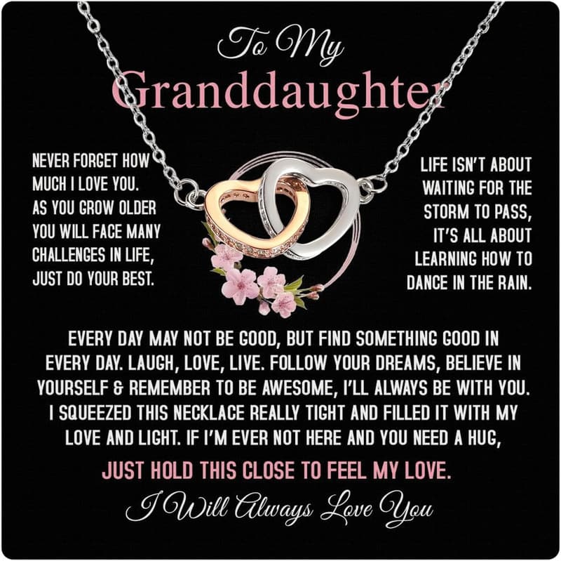 To My Granddaughter Necklace with Heartfelt Message and Elegant Box