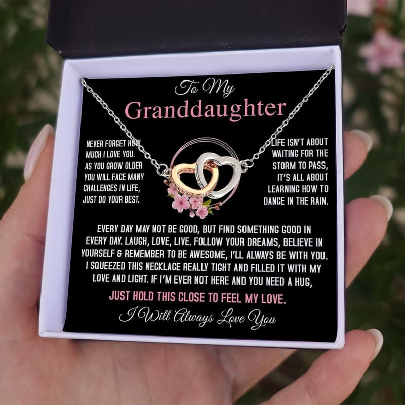 To My Granddaughter Necklace with Heartfelt Message and Elegant Box