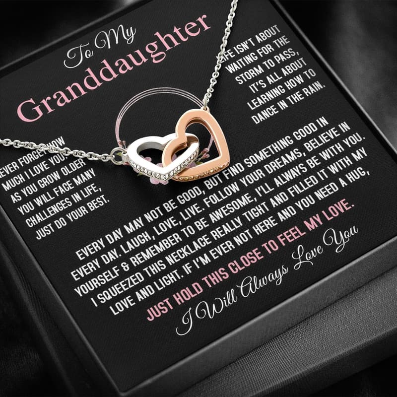 To My Granddaughter Necklace with Heartfelt Message and Elegant Box