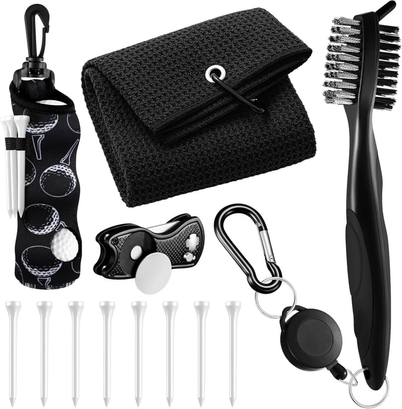 Golf Accessories Kit - 12 Pcs for Men & Women with Ball Bag, Tees, Markers, and Brush