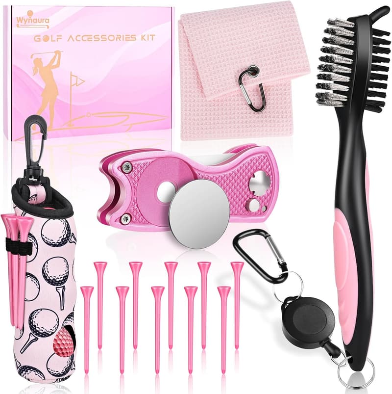 Golf Accessories Kit - 15PCS Including Club Cleaner, Ball Bag, Tees