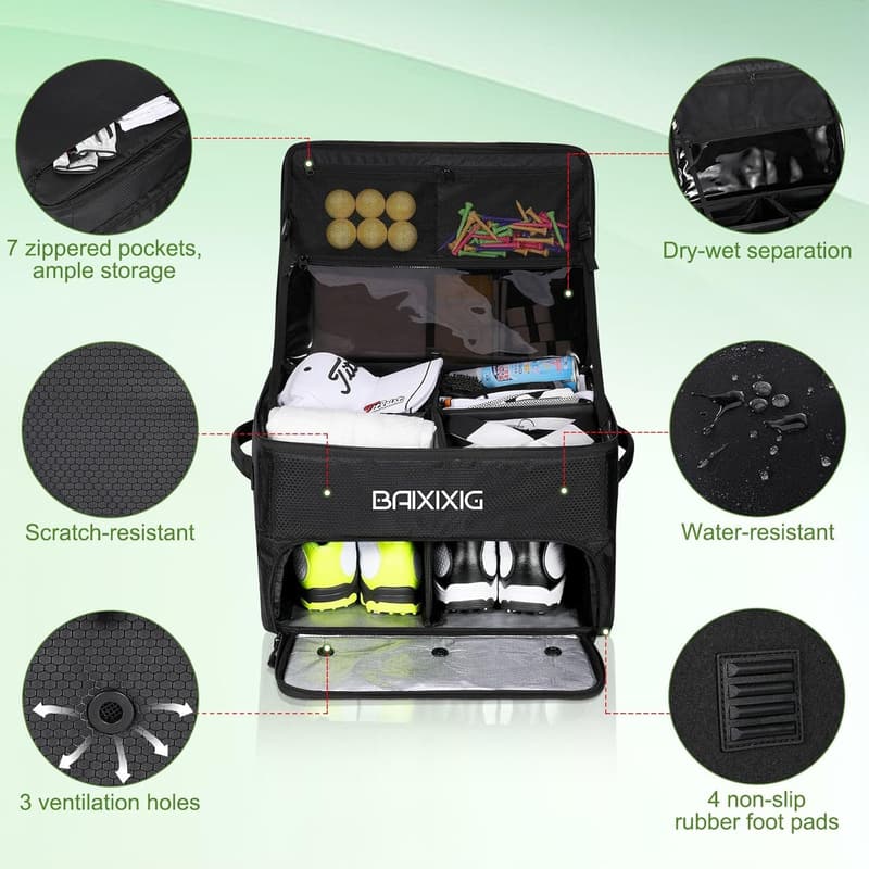 Golf Trunk Organizer: Waterproof Dual-Layer Storage for Accessories