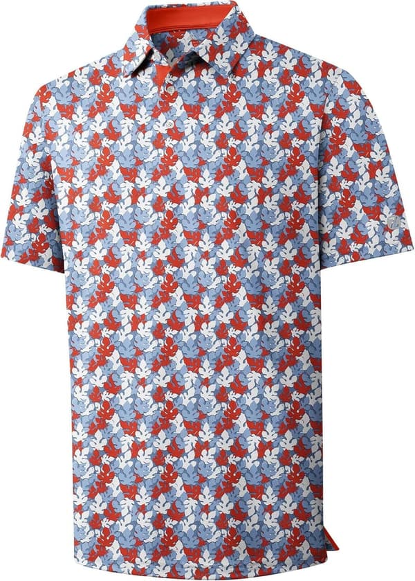 Men's Moisture-Wicking Golf Polo Shirt with Print Patterns
