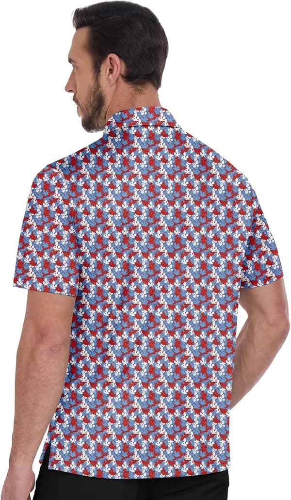 Men's Moisture-Wicking Golf Polo Shirt with Print Patterns