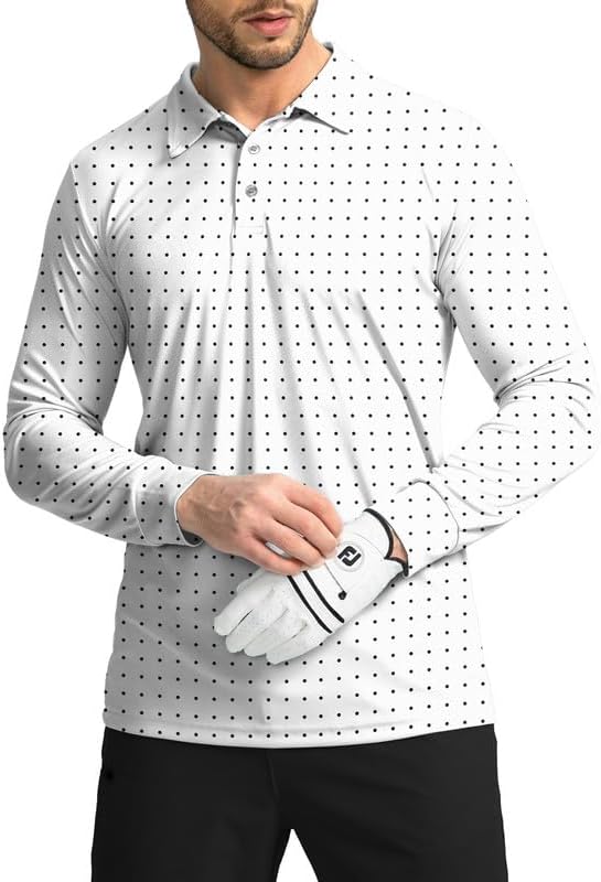 Lightweight Men's Long Sleeve Polo Shirt with UPF 50+ Sun Protection