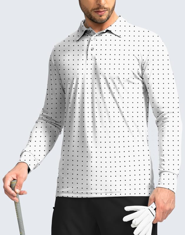 Lightweight Men's Long Sleeve Polo Shirt with UPF 50+ Sun Protection