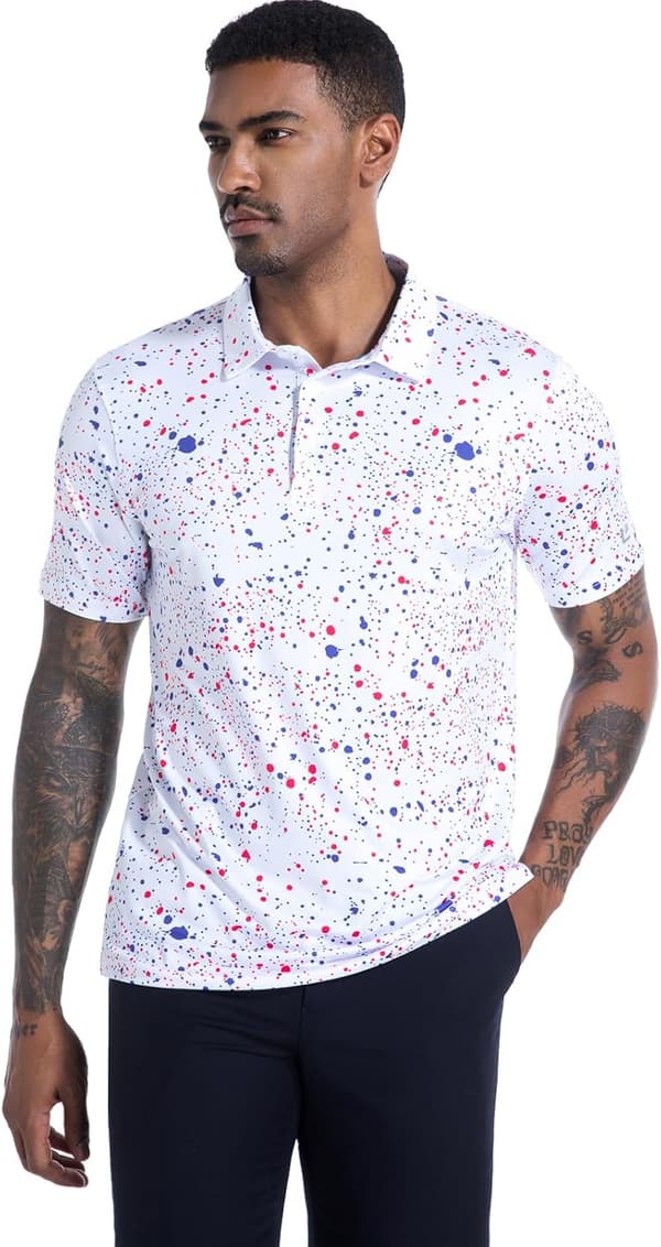 Men's Dry Fit Moisture-Wicking Short Sleeve Golf Polo Shirt