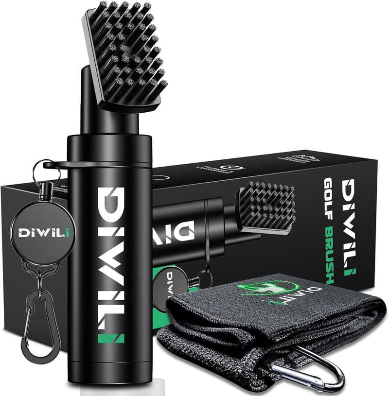 Golf Club Cleaner Brush Set with Retractable Clip & Water Bottle