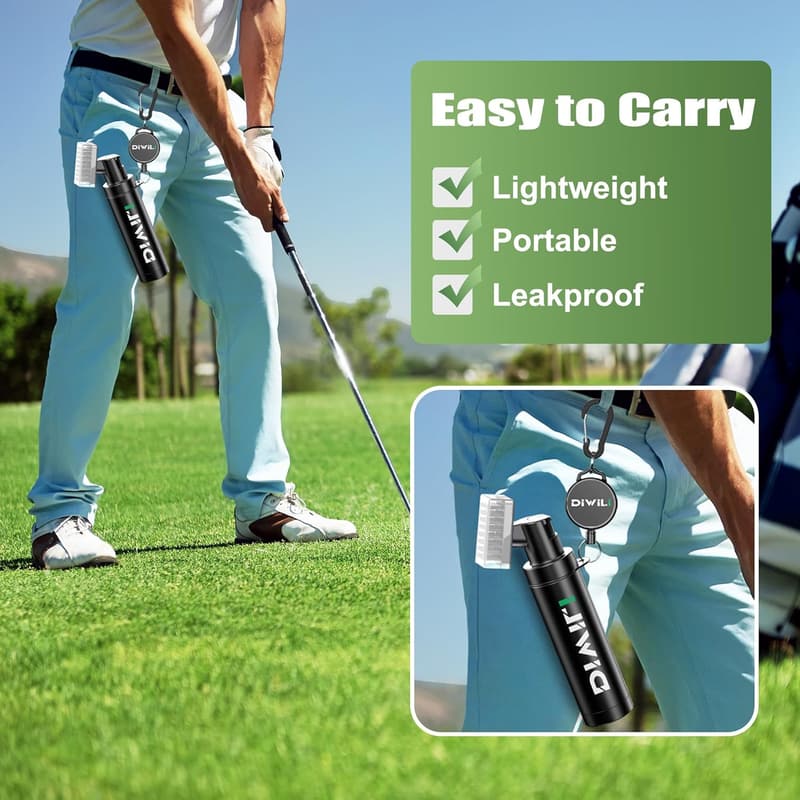 Golf Club Cleaner Brush Set with Retractable Clip & Water Bottle
