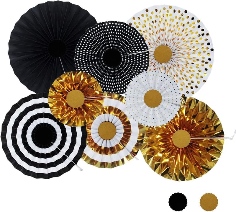 Anniversary Banner and Paper Fans Party Decoration
