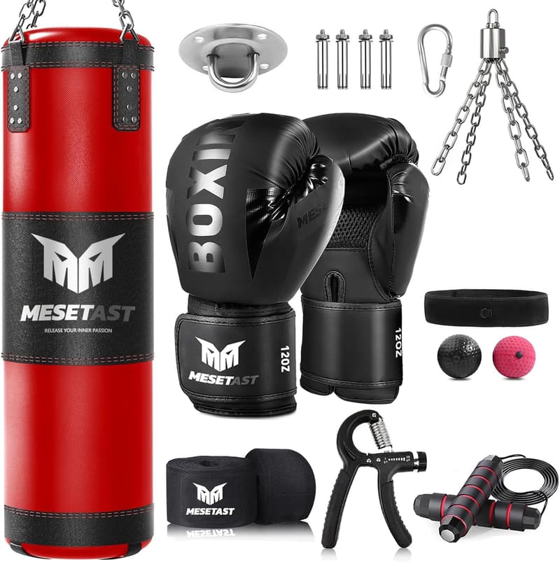 Heavy Boxing Bag Set with Gloves for Adults - 4ft Unfilled