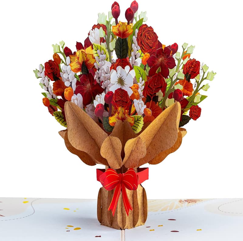 Fall Season Handmade 3D Pop-Up Flower Card - All Occasion