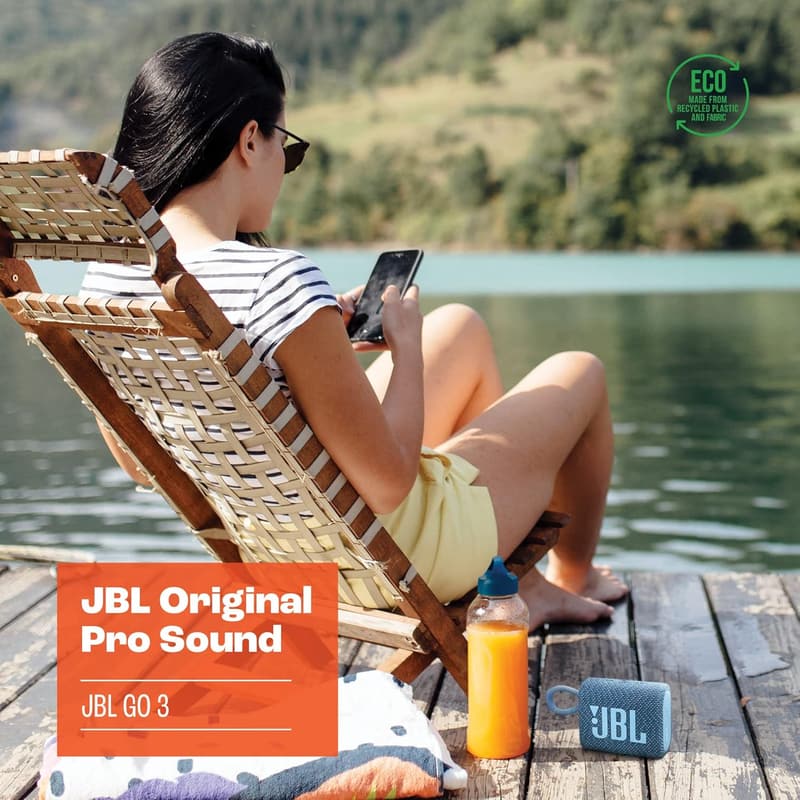 JBL Go 3 Eco - Portable Bluetooth Speaker with Punchy Bass, IP67 Waterproof