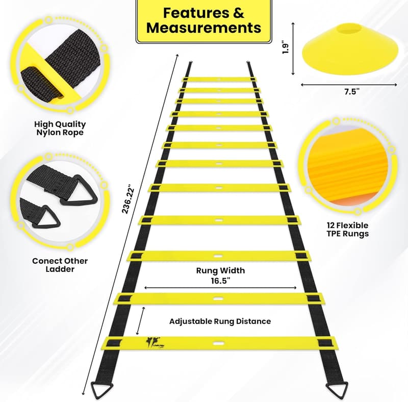 Agility Ladder Training Set for Kids and Adults with Parachute and Cones