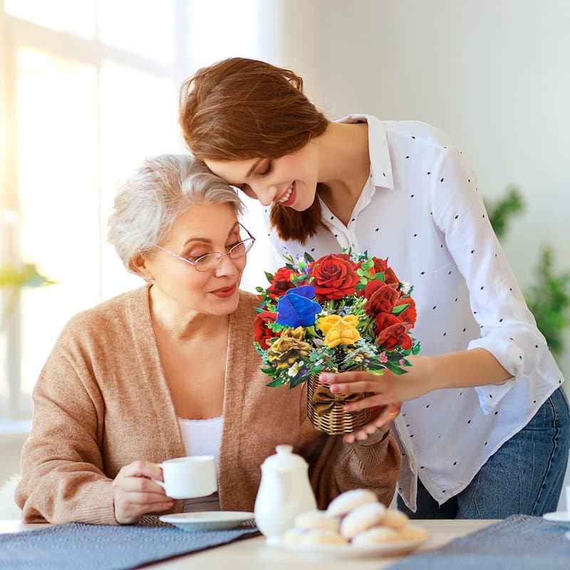 Mother's Day 3D Flower Bouquet Card with Envelope