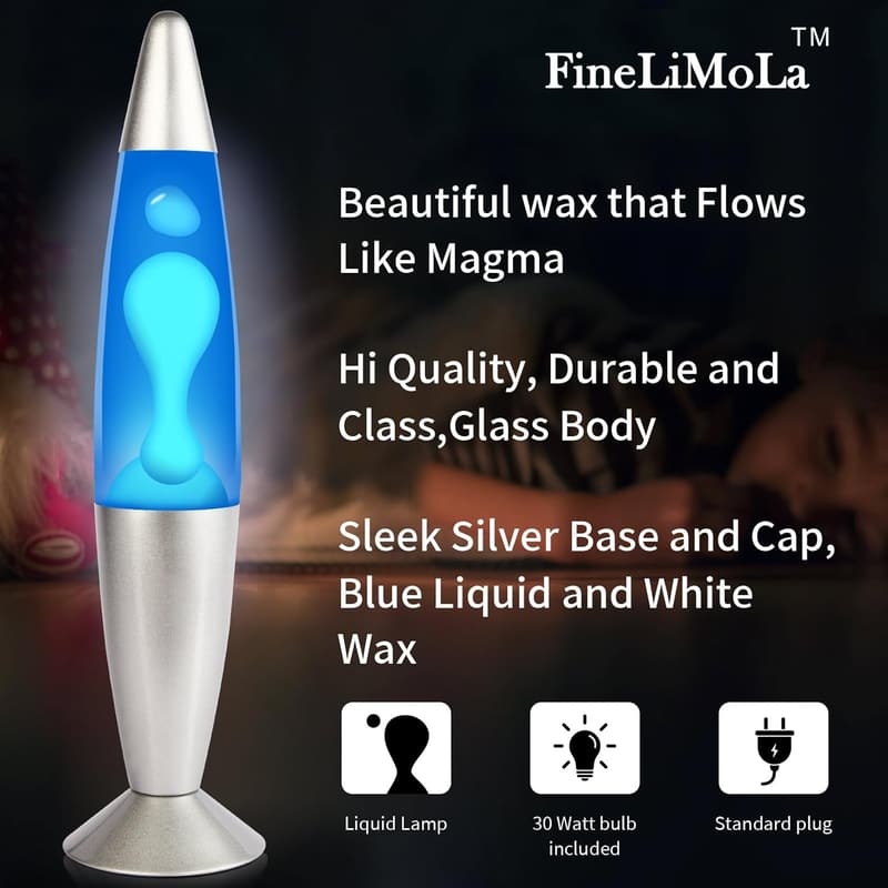Liquid Motion Night Light - 16-Inch Lamp with Silver Base
