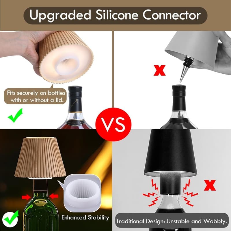 Wireless Wine Bottle Lamp with 3-Level Brightness – Perfect Gift for Mom and Home Bar Decor