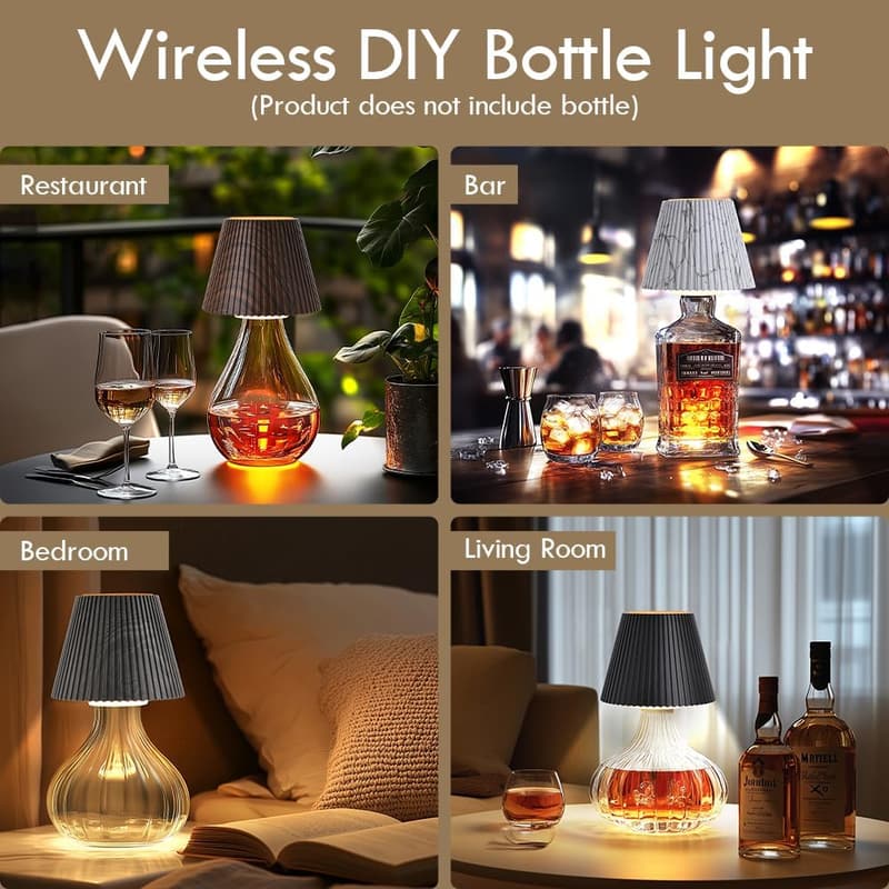 Wireless Wine Bottle Lamp with 3-Level Brightness – Perfect Gift for Mom and Home Bar Decor