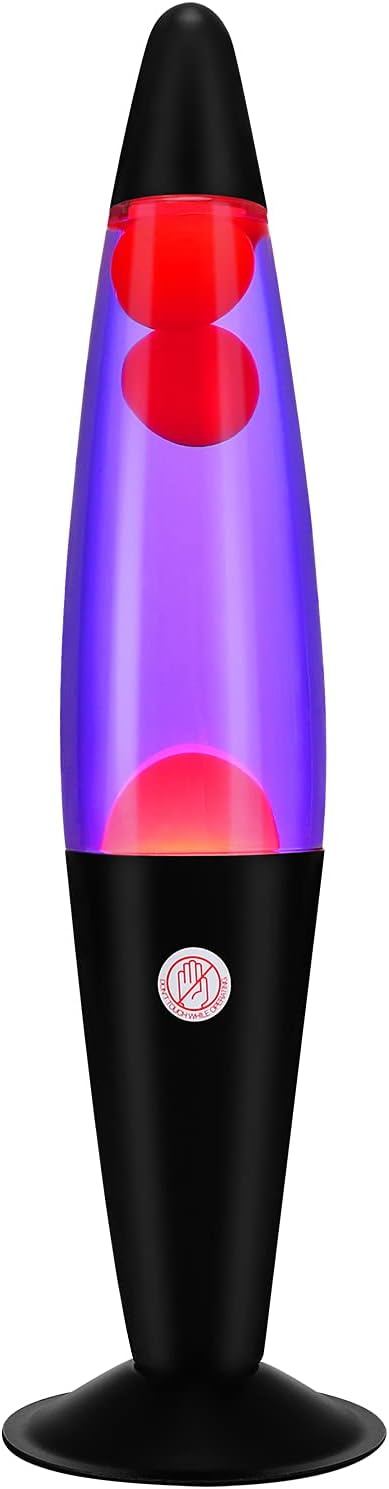 16-Inch Black Magma Motion Lamp with Purple and Orange Wax