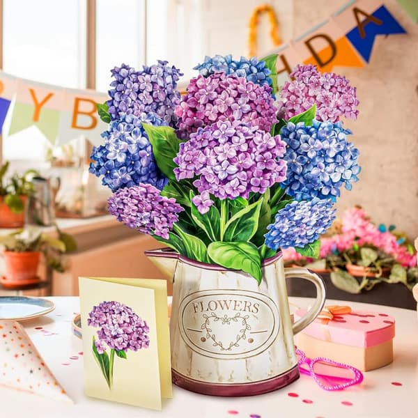 Nantucket Hydrangeas 3D Pop Up Card for Women’s Birthday