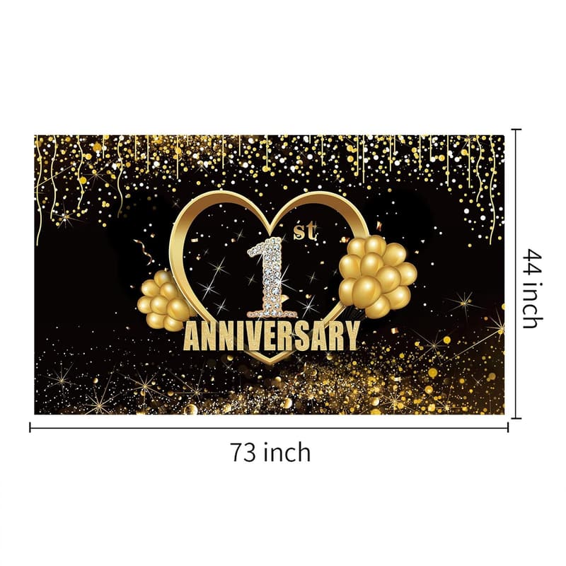 1st Anniversary Extra Large Banner - Gold Wedding Decor (6 x 3.6ft)
