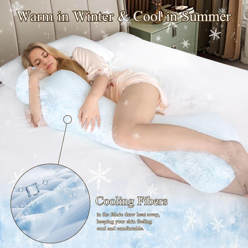 Cooling Mermaid Body Pillow for Adults - Memory Foam, Soft Hugging