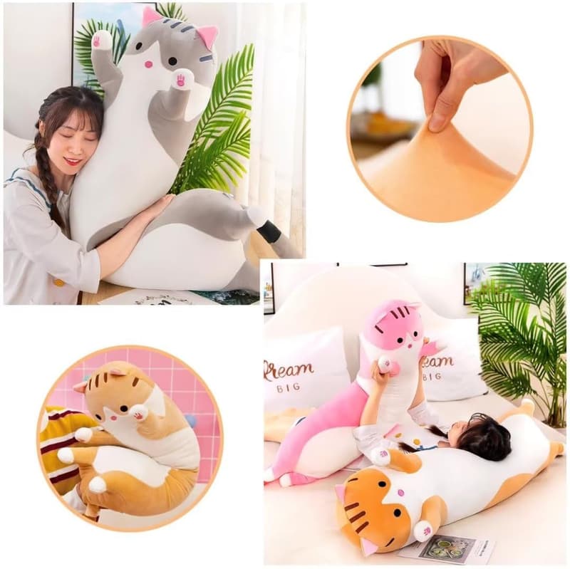 Cute Pink Cat Body Pillow - 19.7
