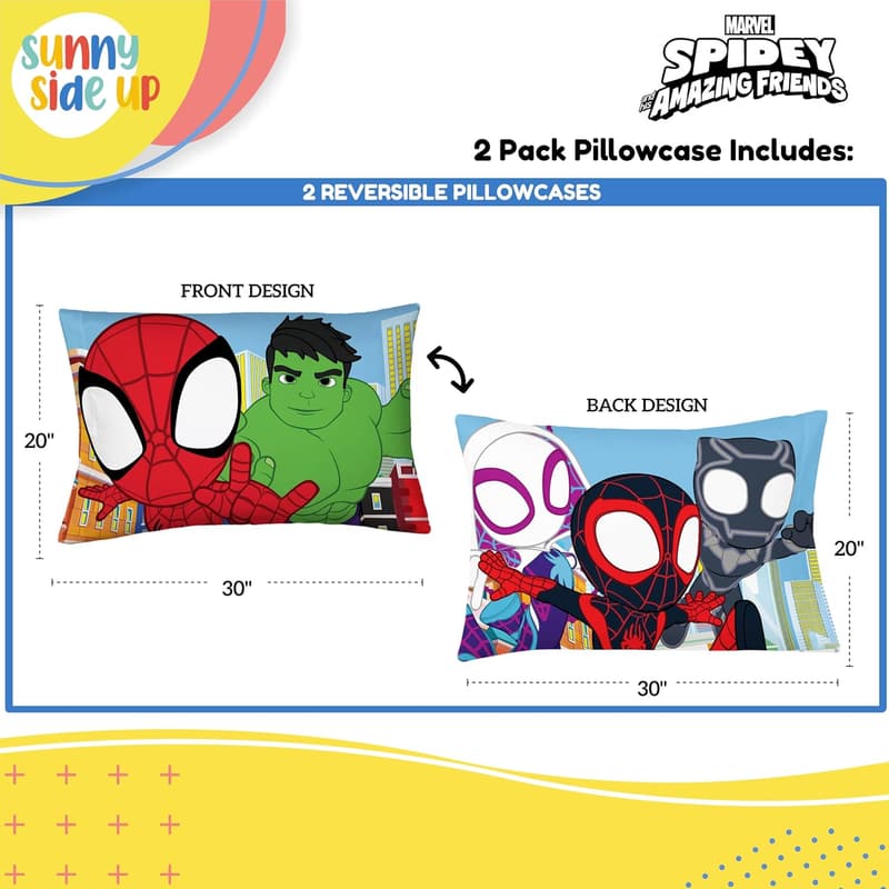 Spidey & Friends Reversible Pillowcases for Kids' Bedding
