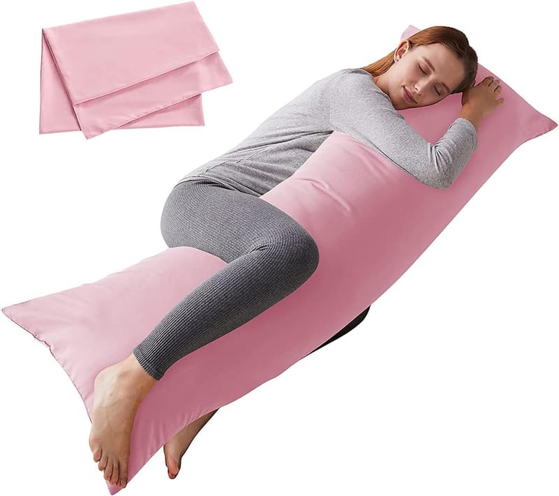 Soft Pink Body Pillow with Case – 20x54in for Adults