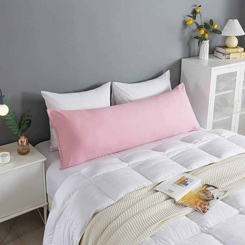 Soft Pink Body Pillow with Case – 20x54in for Adults