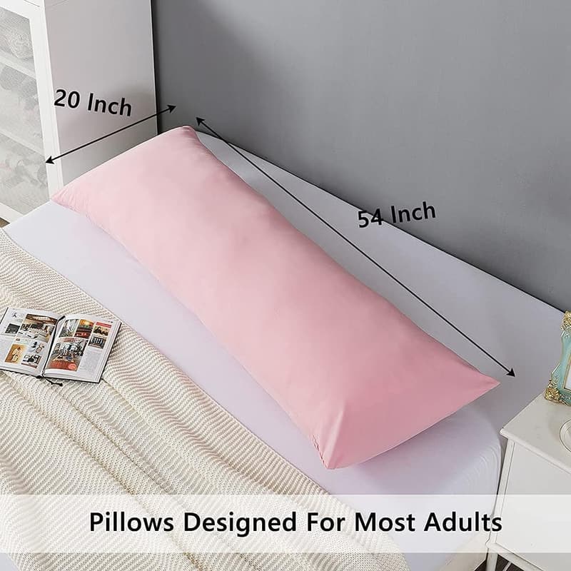 Soft Pink Body Pillow with Case – 20x54in for Adults