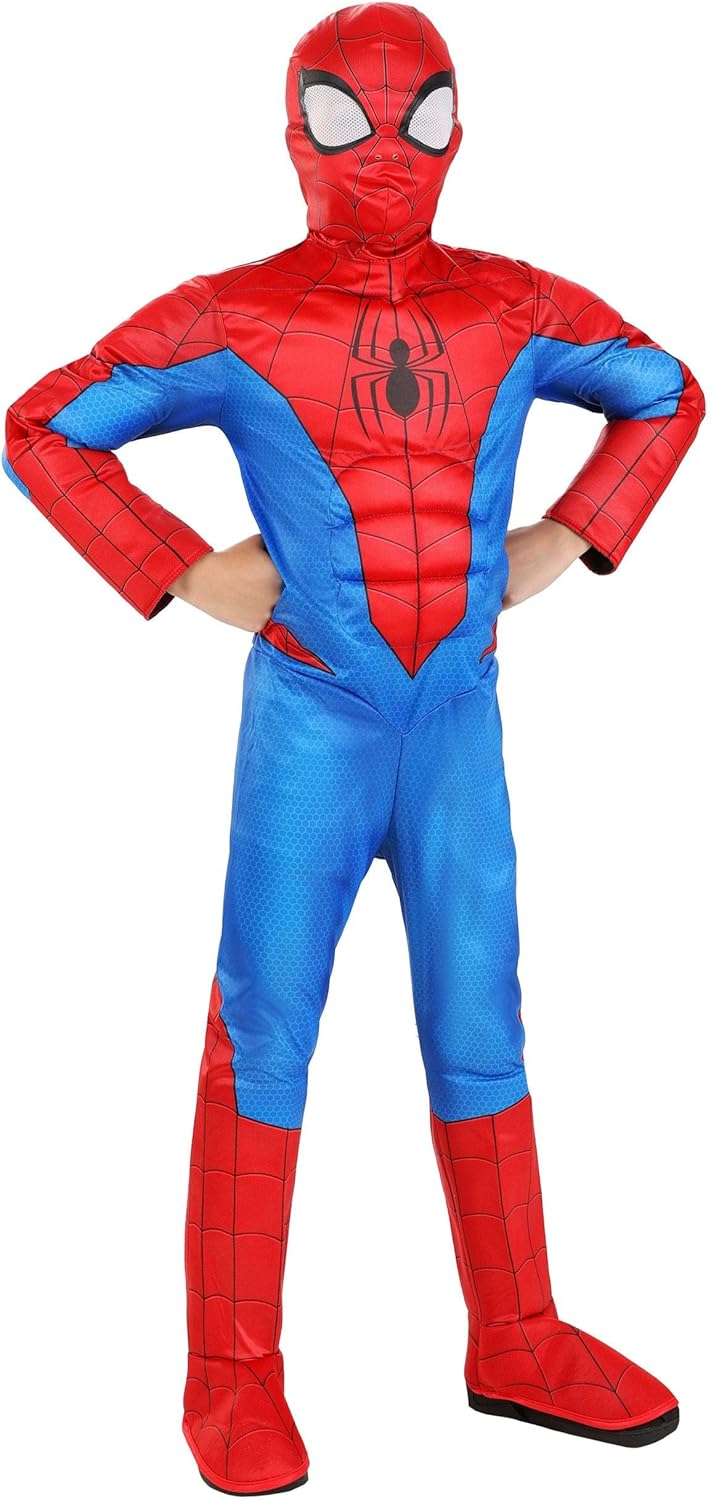 Spider-Man Youth Halloween Costume - Premium Padded Jumpsuit with Mask