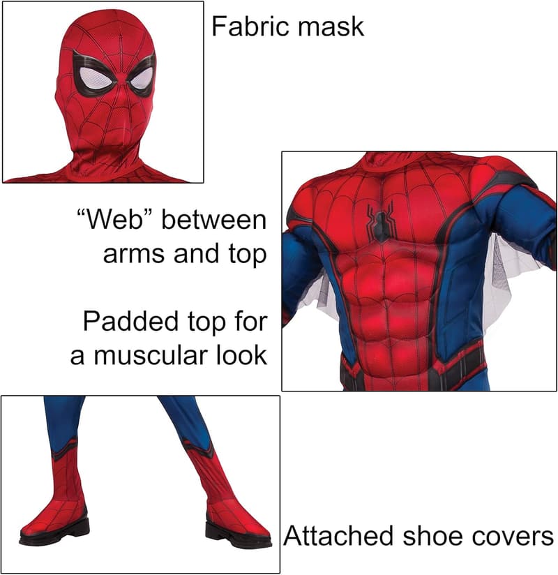 Spider-Man Costume & Mask for Kids, Deluxe Edition