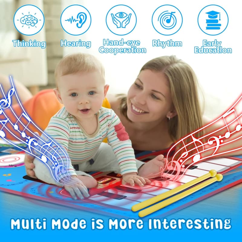 Musical Piano Drum Mat Toy for Kids' Birthday (1-5 Years)
