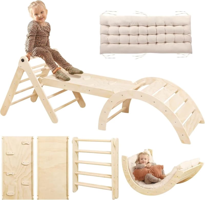 Montessori Wooden Climbing Triangle Set for Toddlers 1-3