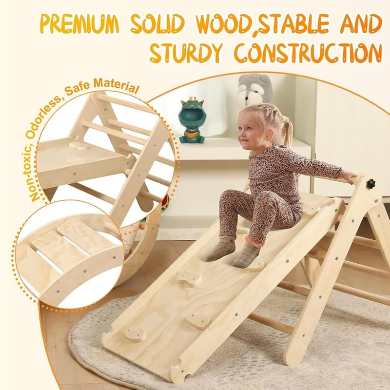 Montessori Wooden Climbing Triangle Set for Toddlers 1-3