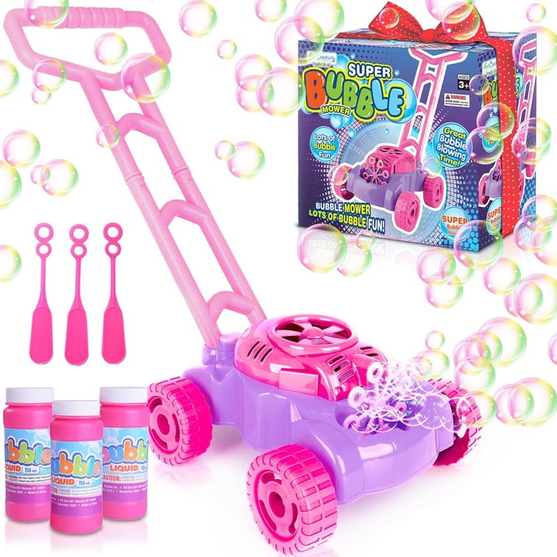 Toddler Bubble Lawn Mower - Summer Outdoor Push Toy for 1-3 Years