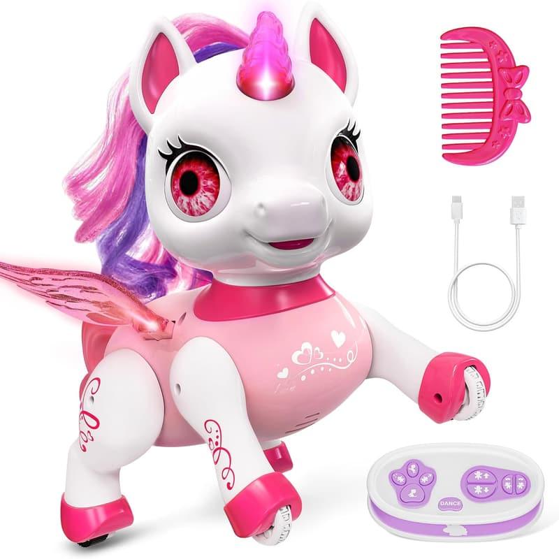 Unicorn Robot Toy for Girls - LED, Remote Control, Birthday Gift