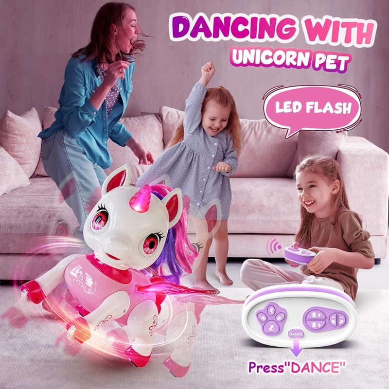 Unicorn Robot Toy for Girls - LED, Remote Control, Birthday Gift