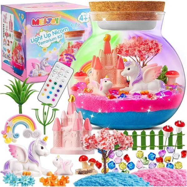 Unicorn Terrarium Kit with LED Night Light for Kids