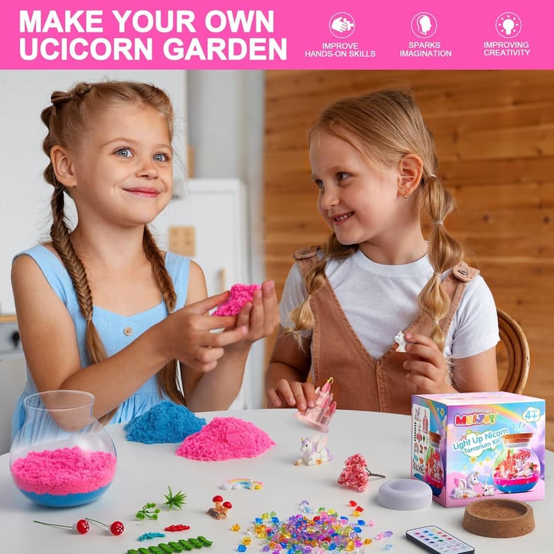Unicorn Terrarium Kit with LED Night Light for Kids