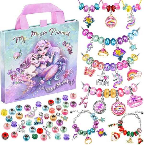 Unicorn & Mermaid Charm Bracelet Making Kit for Girls Ages 8-12