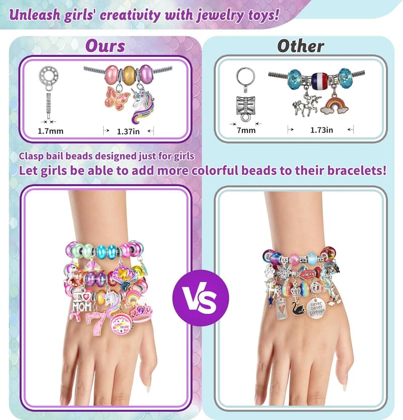 Unicorn & Mermaid Charm Bracelet Making Kit for Girls Ages 8-12