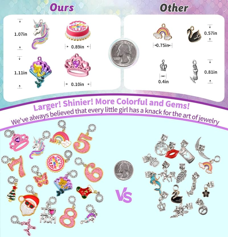 Unicorn & Mermaid Charm Bracelet Making Kit for Girls Ages 8-12
