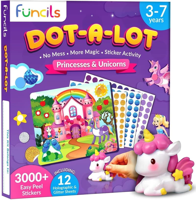 Kids' Birthday Gift: Unicorn & Princess Dot Art Sticker Kit