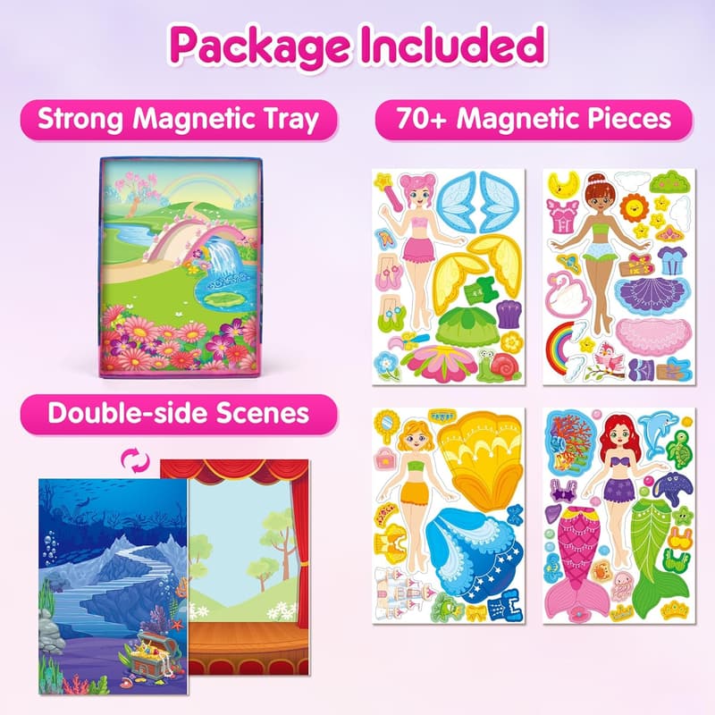 Magnetic Dress-Up Dolls for Girls - Princess & Fairy Activity Set